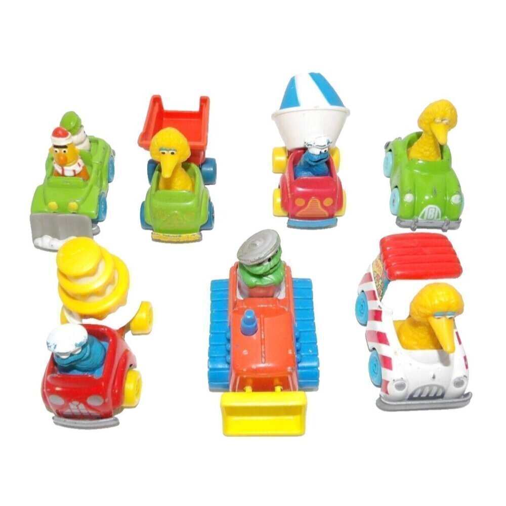 SESAME STREET vintage metal cars with plastic figures set 7 of PLAYSKOOL 1980-90
